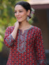 Women Maroon Ethnic Motifs Printed Pure Cotton Straight Kurta